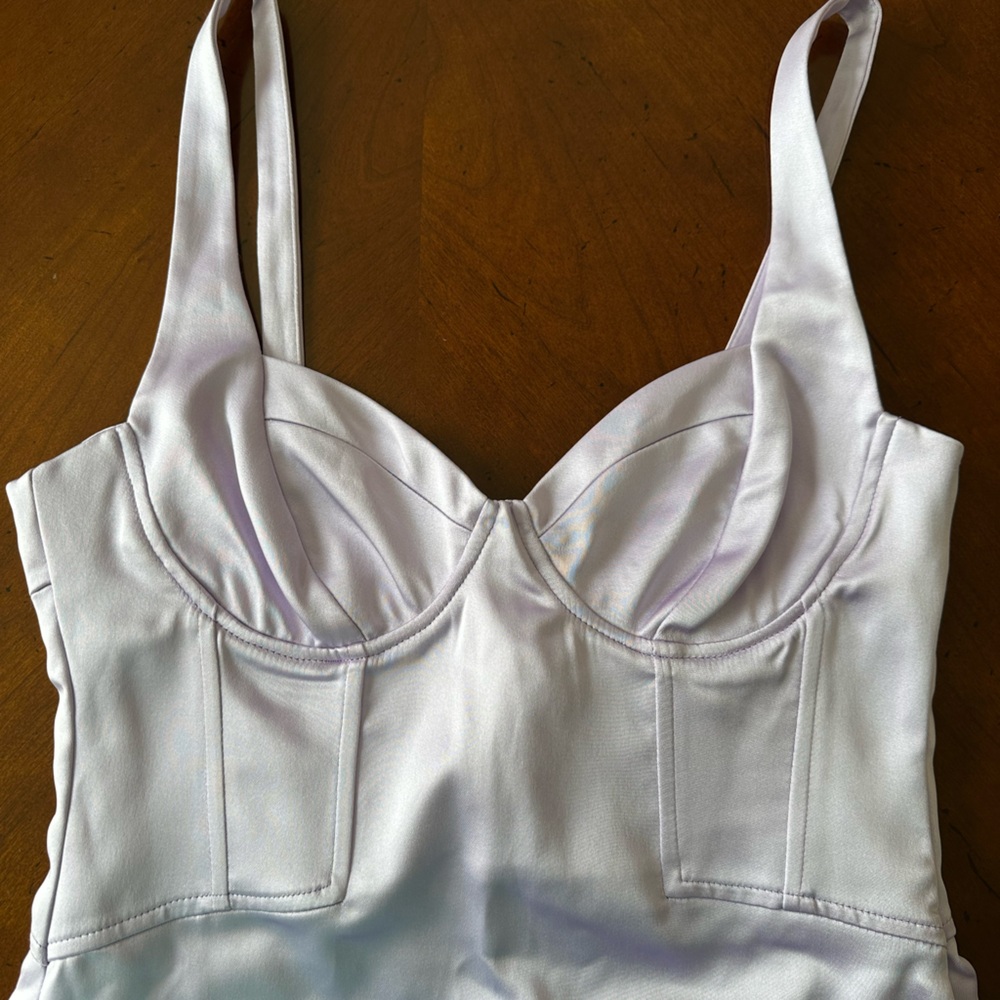 Zara Lavender Satin Sleeveless Midi Dress Medium